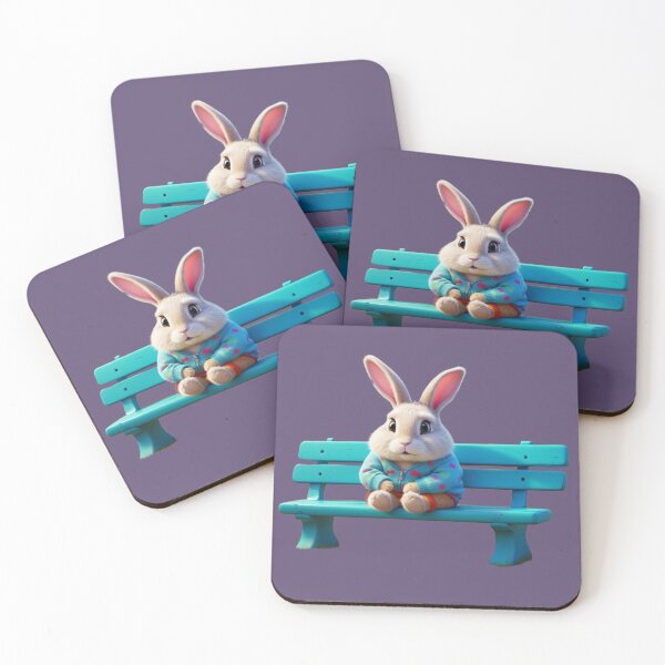 Item preview, Adorable Bunny in Colorful Sweater on Park Bench designed and sold by enggospod.