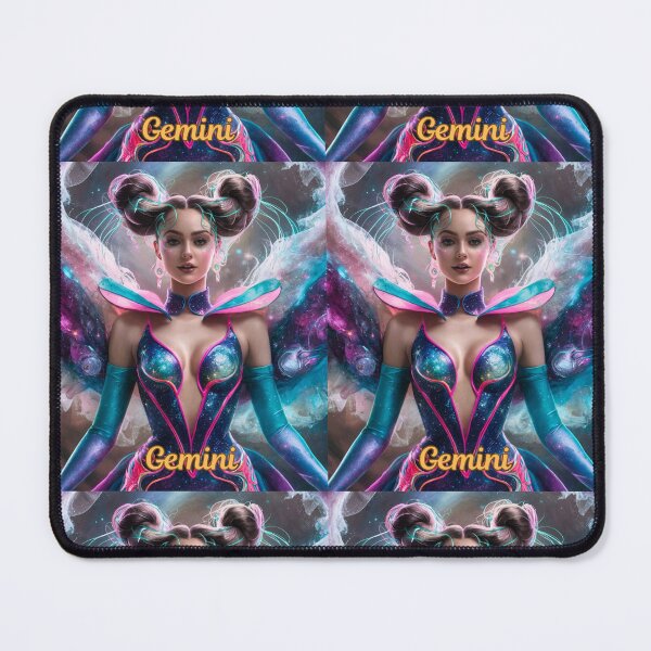 Item preview, Gemini Zodiac, whimsical gemini, gemini girl, cosmic girl, cyberpunk girl designed and sold by ZodiacWonders.