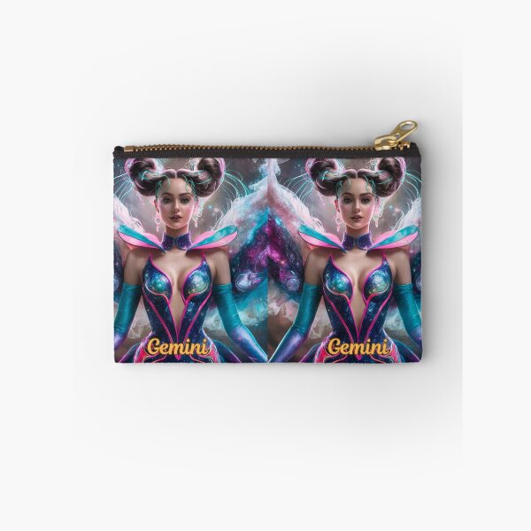 Item preview, Gemini Zodiac, whimsical gemini, gemini girl, cosmic girl, cyberpunk girl designed and sold by ZodiacWonders.