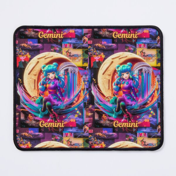 Item preview, Gemini Zodiac, whimsical gemini, gemini girl, cosmic girl, cyberpunk girl designed and sold by ZodiacWonders.