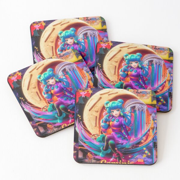 Item preview, Gemini Zodiac, whimsical gemini, gemini girl, cosmic girl, cyberpunk girl designed and sold by ZodiacWonders.