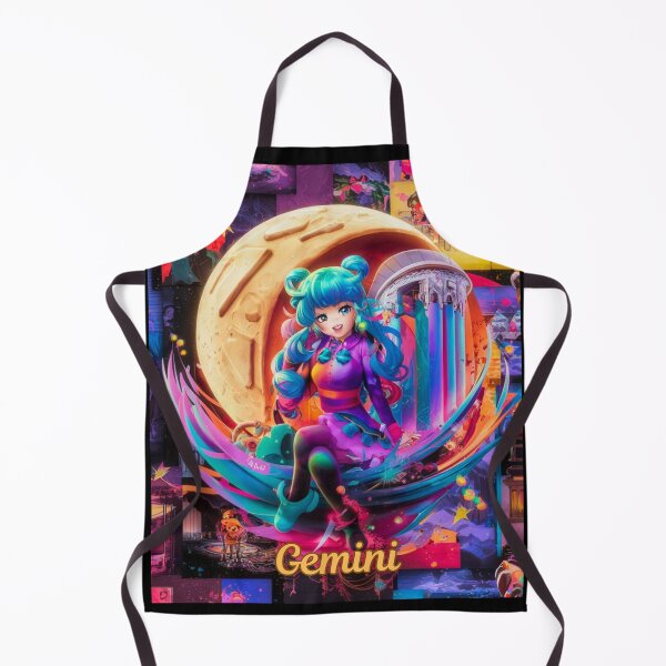 Item preview, Gemini Zodiac, whimsical gemini, gemini girl, cosmic girl, cyberpunk girl designed and sold by ZodiacWonders.