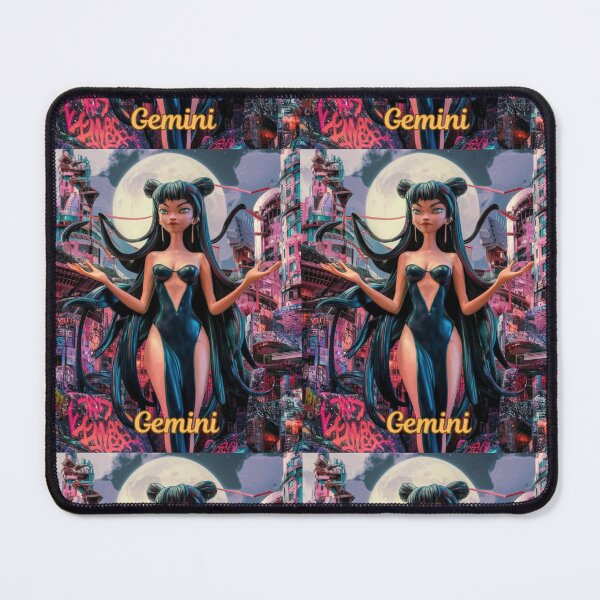 Item preview, Gemini Zodiac, whimsical gemini, gemini girl, cosmic girl, cyberpunk girl designed and sold by ZodiacWonders.