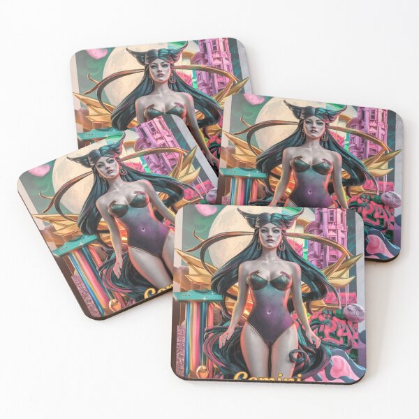 Item preview, Gemini Zodiac, whimsical gemini, gemini girl, cosmic girl, cyberpunk girl designed and sold by ZodiacWonders.