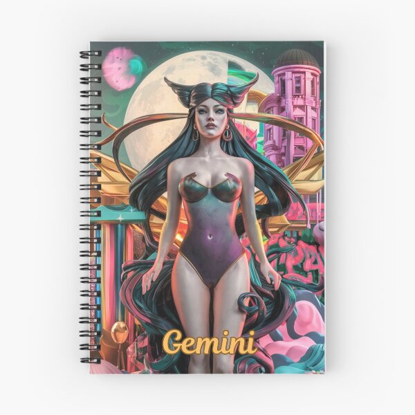 Item preview, Gemini Zodiac, whimsical gemini, gemini girl, cosmic girl, cyberpunk girl designed and sold by ZodiacWonders.