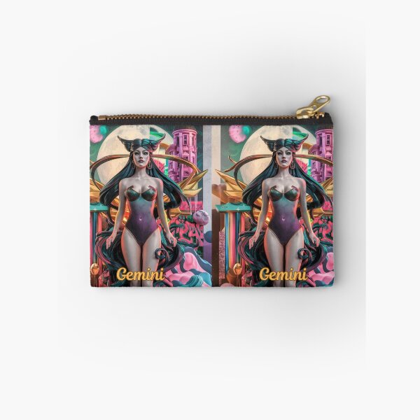 Item preview, Gemini Zodiac, whimsical gemini, gemini girl, cosmic girl, cyberpunk girl designed and sold by ZodiacWonders.