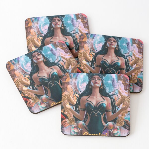 Item preview, Gemini Zodiac, whimsical gemini, gemini girl, cosmic girl, cyberpunk girl designed and sold by ZodiacWonders.