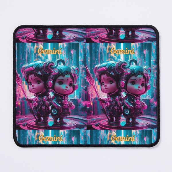 Item preview, Gemini Zodiac, whimsical gemini, gemini girl, cosmic girl, cyberpunk girl designed and sold by ZodiacWonders.