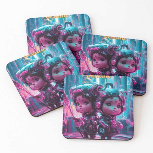 Item preview, Gemini Zodiac, whimsical gemini, gemini girl, cosmic girl, cyberpunk girl designed and sold by ZodiacWonders.