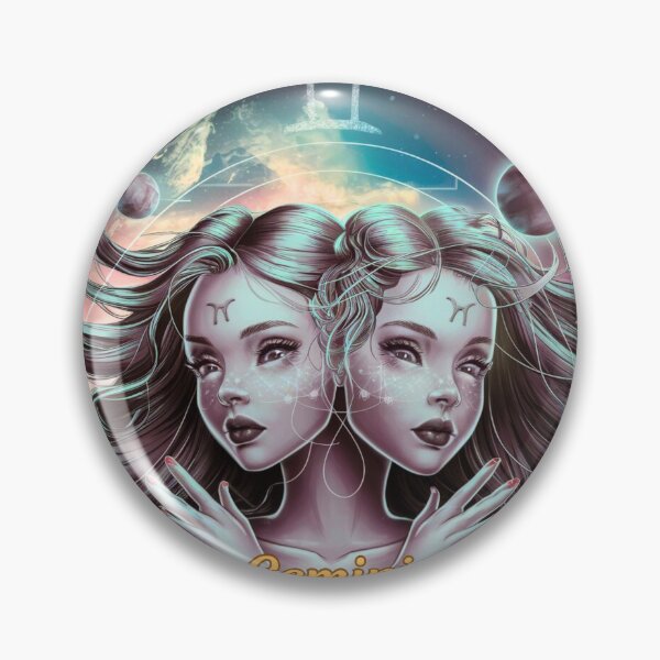 Item preview, Gemini Zodiac, whimsical gemini, gemini girl, cosmic girl, cyberpunk girl designed and sold by ZodiacWonders.