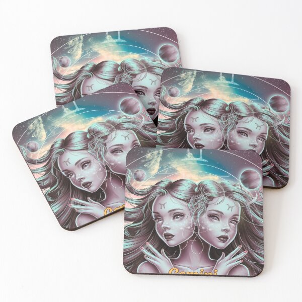 Item preview, Gemini Zodiac, whimsical gemini, gemini girl, cosmic girl, cyberpunk girl designed and sold by ZodiacWonders.