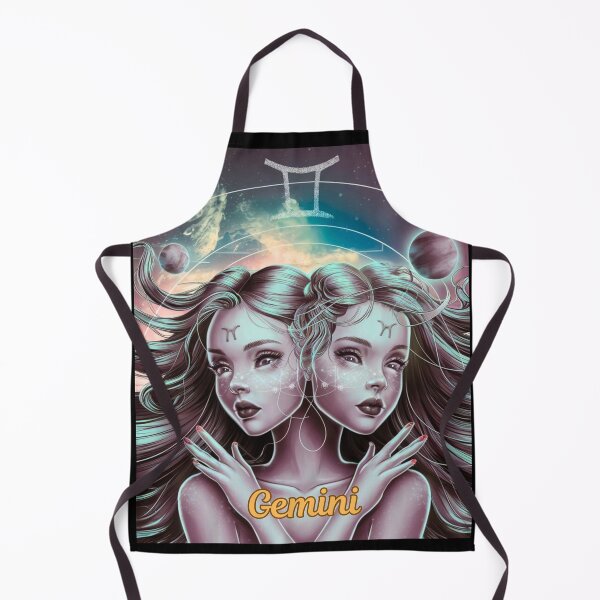 Item preview, Gemini Zodiac, whimsical gemini, gemini girl, cosmic girl, cyberpunk girl designed and sold by ZodiacWonders.