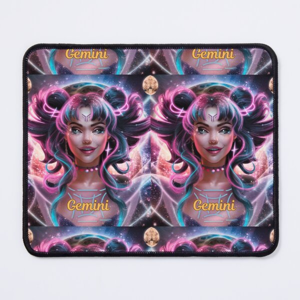 Item preview, Gemini Zodiac, whimsical gemini, gemini girl, cosmic girl, cyberpunk girl designed and sold by ZodiacWonders.