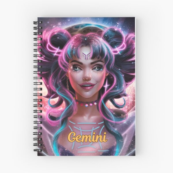 Item preview, Gemini Zodiac, whimsical gemini, gemini girl, cosmic girl, cyberpunk girl designed and sold by ZodiacWonders.