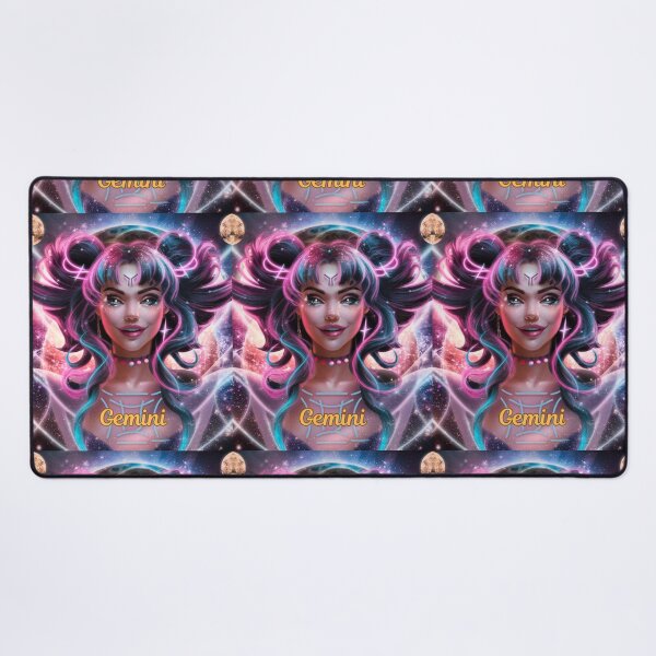 Item preview, Gemini Zodiac, whimsical gemini, gemini girl, cosmic girl, cyberpunk girl designed and sold by ZodiacWonders.