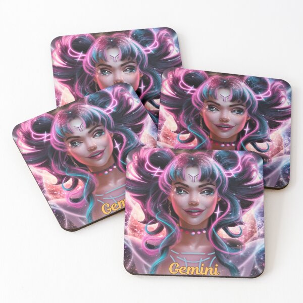 Item preview, Gemini Zodiac, whimsical gemini, gemini girl, cosmic girl, cyberpunk girl designed and sold by ZodiacWonders.