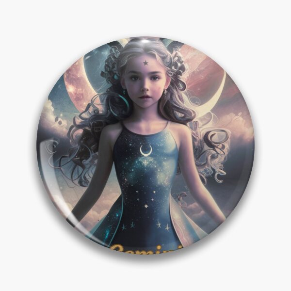 Item preview, Gemini Zodiac, whimsical gemini, gemini girl, cosmic girl designed and sold by ZodiacWonders.