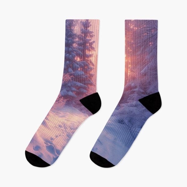 Item preview, Winter wonderland sunset light in the woods designed and sold by Art by Lilia.