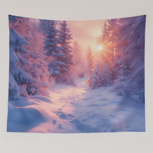 Item preview, Winter wonderland sunset light in the woods designed and sold by Art by Lilia.