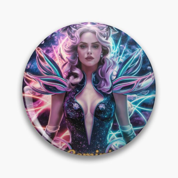 Item preview, Gemini Zodiac, whimsical gemini, gemini girl, cosmic girl, cyberpunk girl designed and sold by ZodiacWonders.