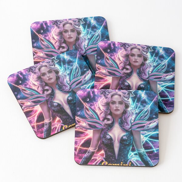Item preview, Gemini Zodiac, whimsical gemini, gemini girl, cosmic girl, cyberpunk girl designed and sold by ZodiacWonders.