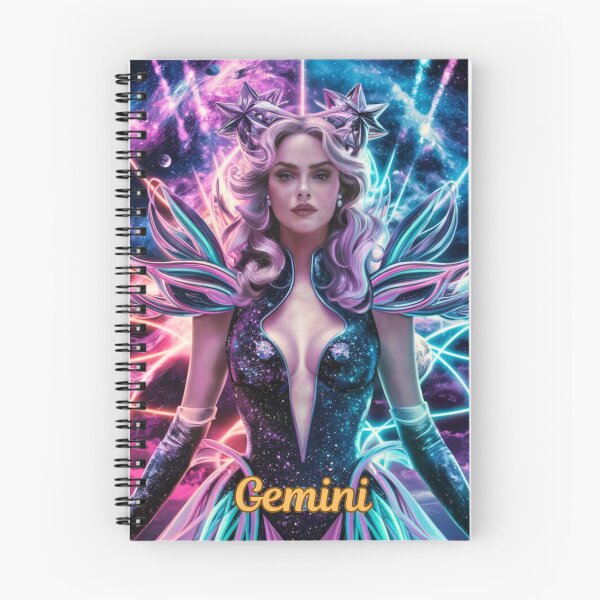 Item preview, Gemini Zodiac, whimsical gemini, gemini girl, cosmic girl, cyberpunk girl designed and sold by ZodiacWonders.