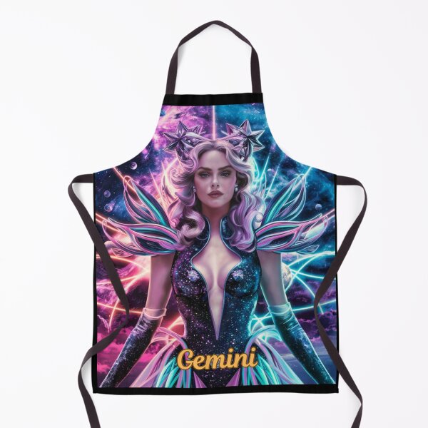 Item preview, Gemini Zodiac, whimsical gemini, gemini girl, cosmic girl, cyberpunk girl designed and sold by ZodiacWonders.