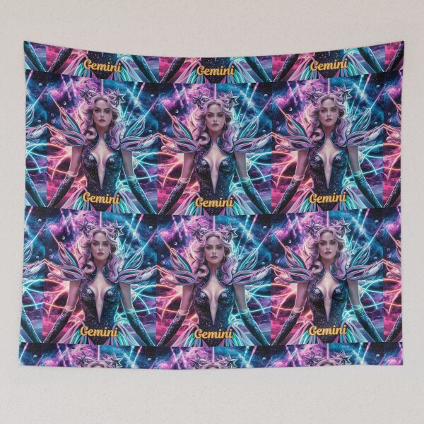 Item preview, Gemini Zodiac, whimsical gemini, gemini girl, cosmic girl, cyberpunk girl designed and sold by ZodiacWonders.