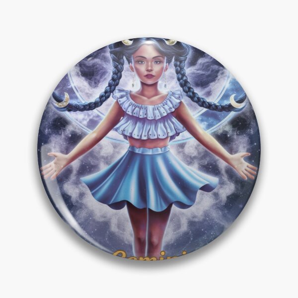 Item preview, Gemini Zodiac, whimsical gemini, gemini girl, cosmic girl designed and sold by ZodiacWonders.