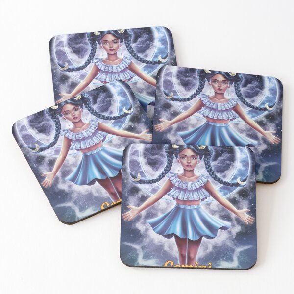 Item preview, Gemini Zodiac, whimsical gemini, gemini girl, cosmic girl designed and sold by ZodiacWonders.