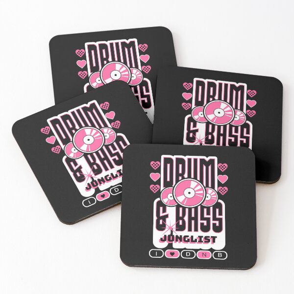 Item preview, DRUM AND BASS  - 3 Records & Hearts (white/pink)  designed and sold by Discothreadz.