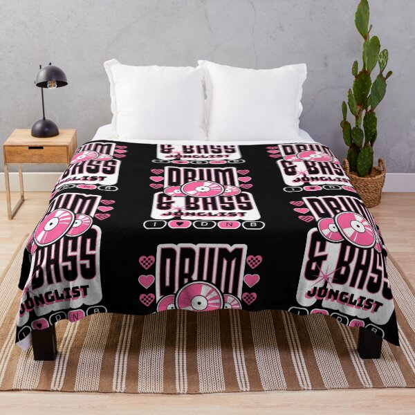 Item preview, DRUM AND BASS - 3 Records & Hearts (white/pink) designed and sold by Discothreadz.