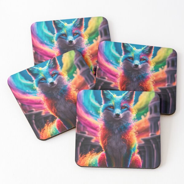 Item preview, Fox Portrait. colorful fox, rainbow fox designed and sold by FoxVibes.