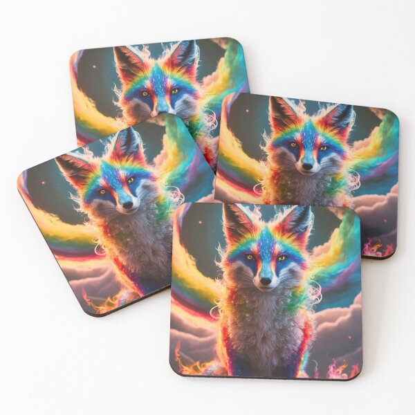 Item preview, Fox Portrait. colorful fox, rainbow fox designed and sold by FoxVibes.