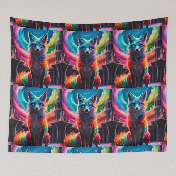 Item preview, Fox Portrait. colorful fox, rainbow fox designed and sold by FoxVibes.