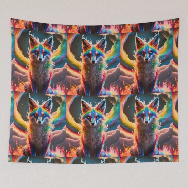 Item preview, Fox Portrait. colorful fox, rainbow fox designed and sold by FoxVibes.