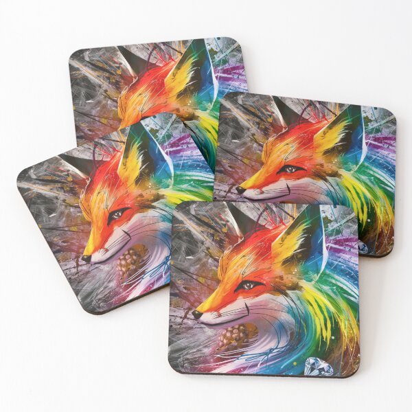 Item preview, Fox Portrait. rainbow fox, colorful fox designed and sold by FoxVibes.