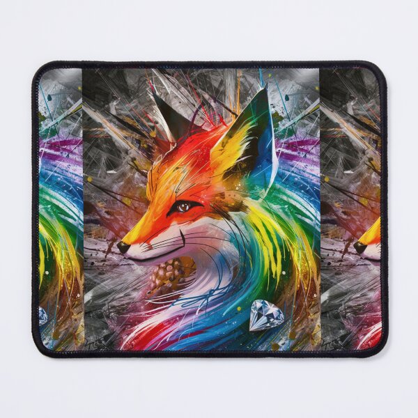 Item preview, Fox Portrait. rainbow fox, colorful fox designed and sold by FoxVibes.