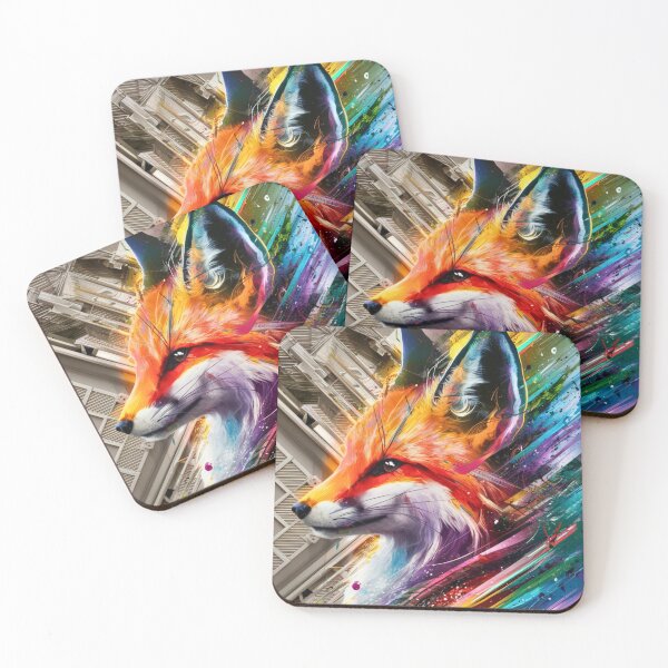 Item preview, Fox Portrait. rainbow fox, colorful fox designed and sold by FoxVibes.