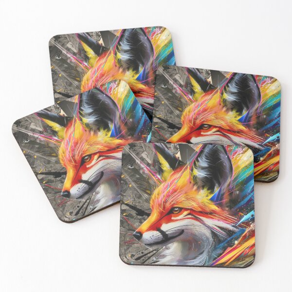 Item preview, Fox Portrait. rainbow fox, colorful fox designed and sold by FoxVibes.