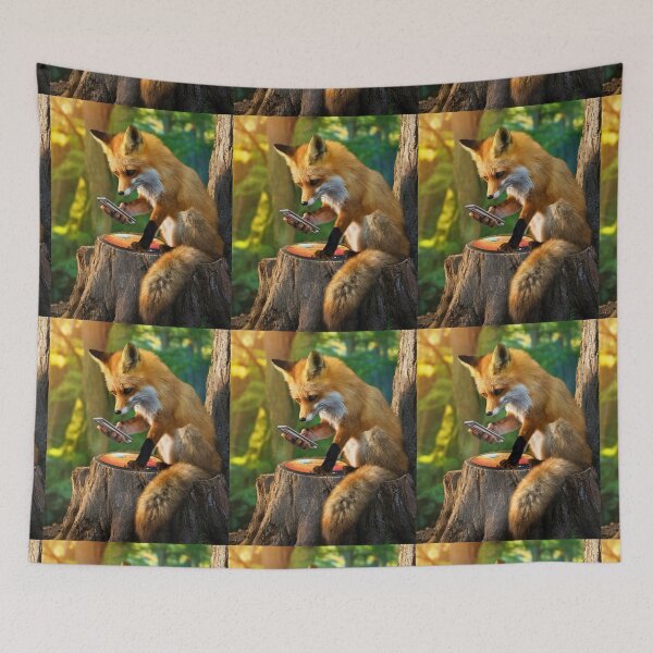 Item preview, Fox Portrait. fox using smartphone designed and sold by FoxVibes.