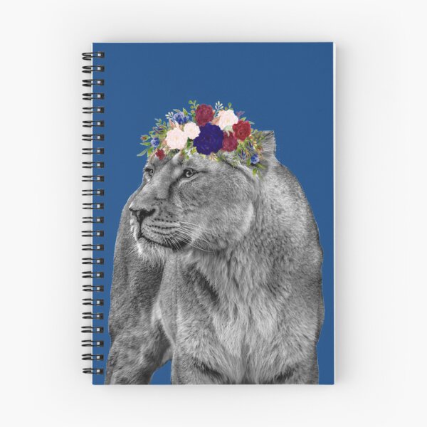Item preview, Black White Noir Lioness With Flower Crown  designed and sold by ColorFlowArt.