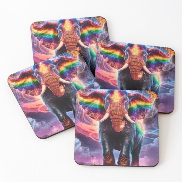 Item preview, Elephant Portrait. colorful elephant, rainbow elephant designed and sold by ElephantVibes.