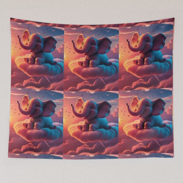 Item preview, Elephant Portrait. elephant on clouds designed and sold by ElephantVibes.