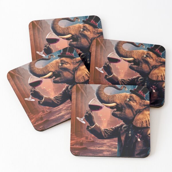 Item preview, Elephant Portrait. elephant with wine designed and sold by ElephantVibes.