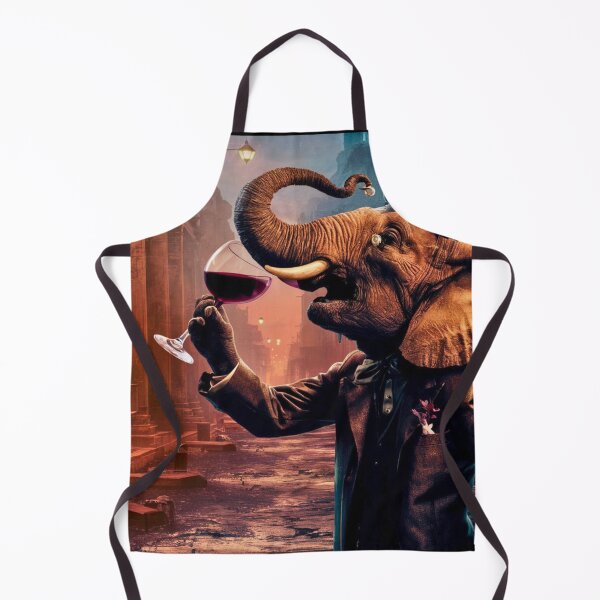 Item preview, Elephant Portrait. elephant with wine designed and sold by ElephantVibes.