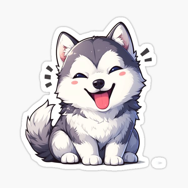 Item preview, Cute Husky Sticker, Smiling Dog Vinyl Decal, Kawaii Husky Laptop Sticker, Pet Love Car Decal, Animal Stickers, Happy Puppy Stationery designed and sold by 18tokwa.