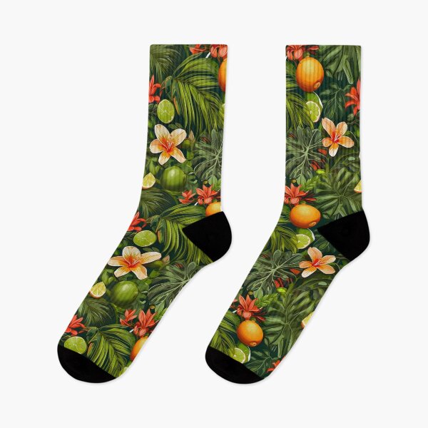 Item preview, Tropical Floral Lime&Oragnes Leaves Citrus Patterns designed and sold by MindWave THC.