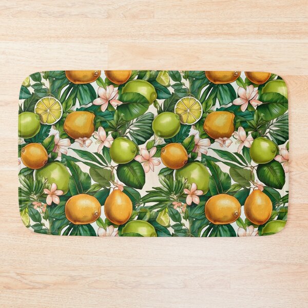 Item preview, Tropical Floral Lime&Oragnes Leaves Citrus Vintage Patterns designed and sold by MindWave THC.