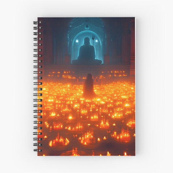 Item preview, Mysterious temple with candles and a monk designed and sold by Artessie.